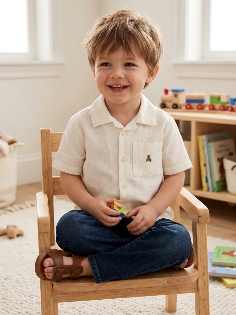 Camisa Niño Pequeño En Lino Y Algodón
