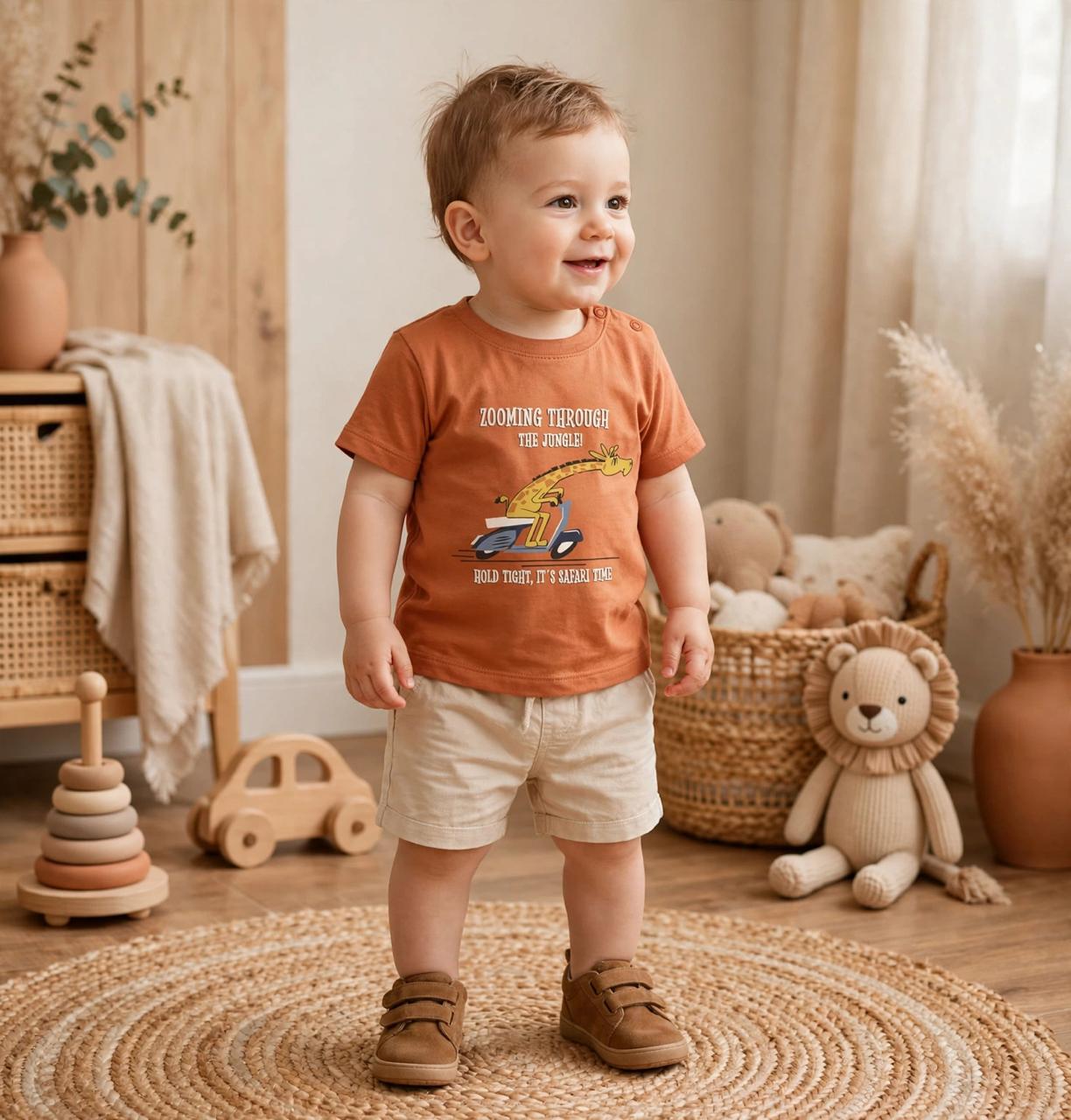 CAMISETA JIRAFA NARANJA 18M