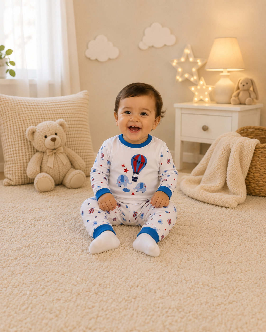 PIJAMA NIÑO BLANCA ELEFANTE