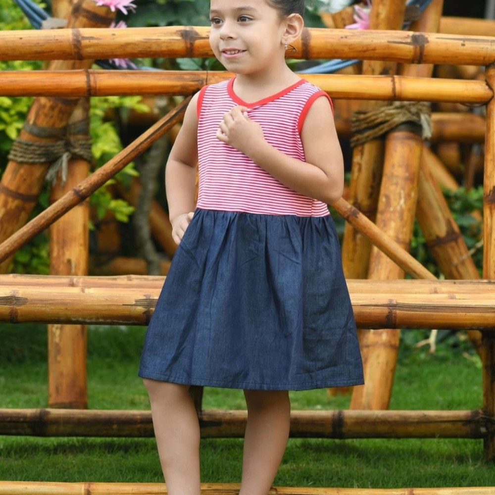 VESTIDO RAYAS DENIN PARA NIÑA