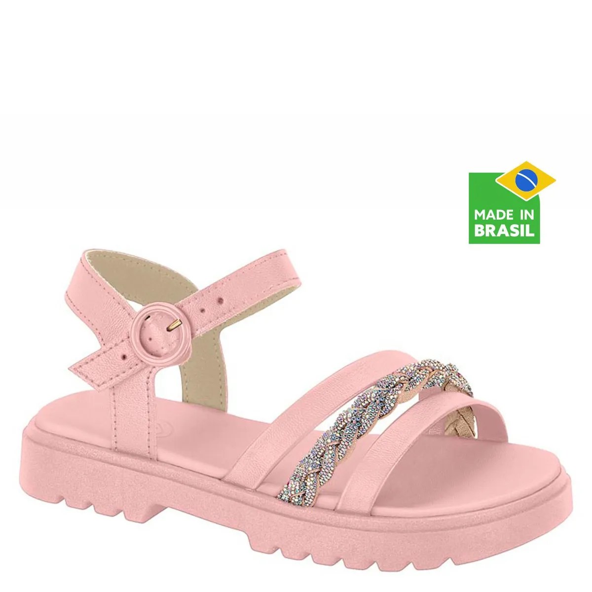 SANDALIAS DE NIÑA NAPA TIRA BRILLO ROSA