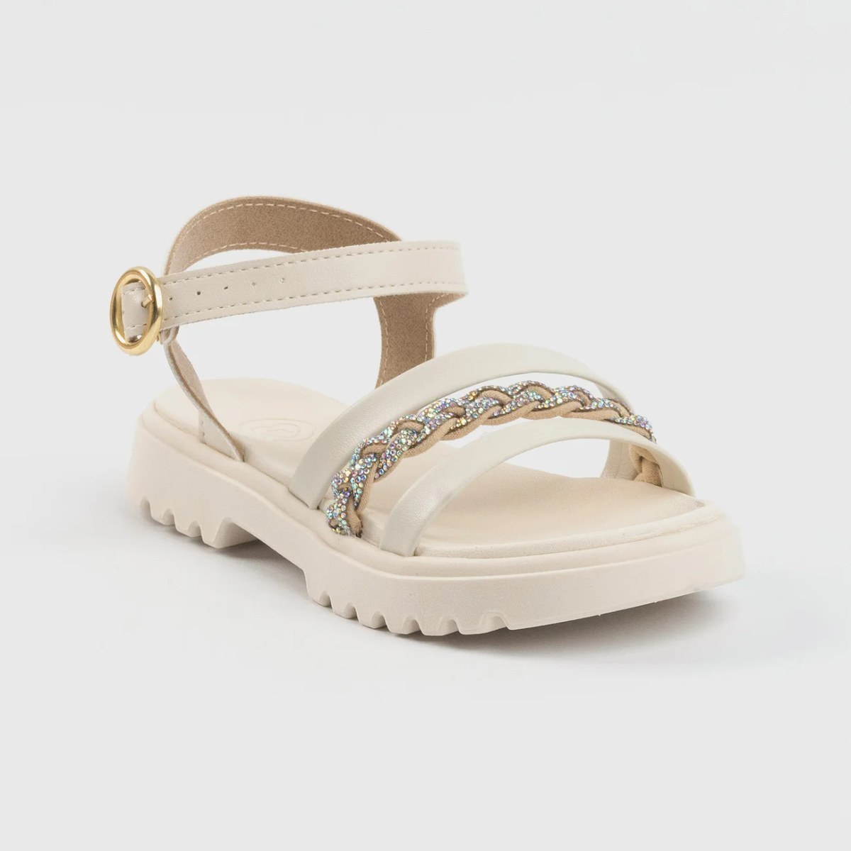 SANDALIAS DE NIÑA TIRA BRILLO/ AURORA BLANCO