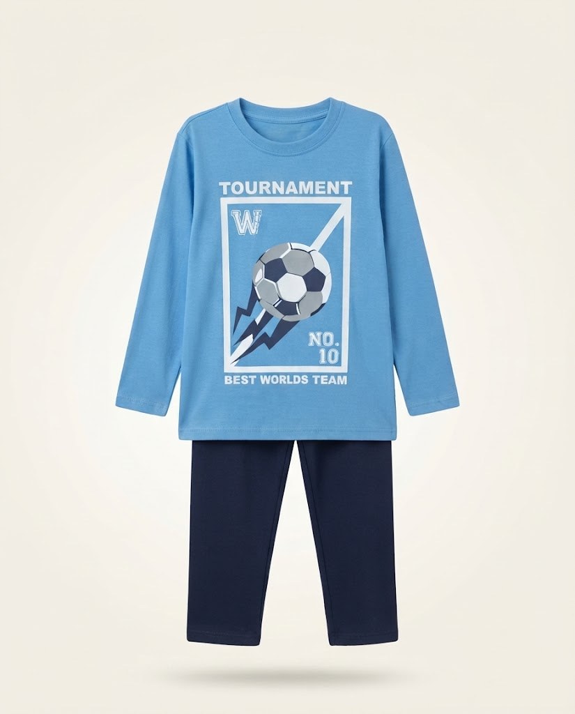 PIJAMA LARGA AZUL PELOTA T10