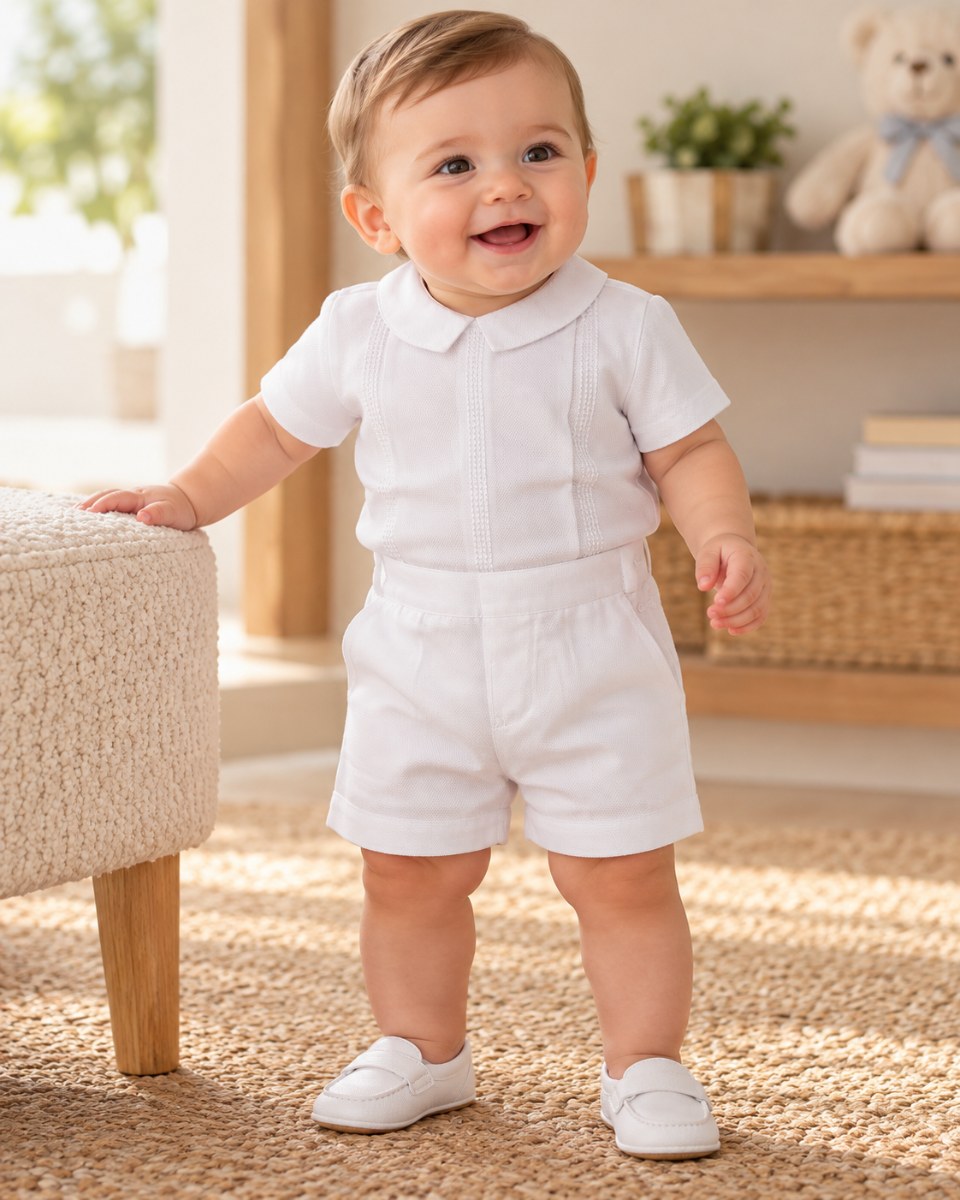 CONJUNTO BLANCO PANTALON CORTO NIÑO