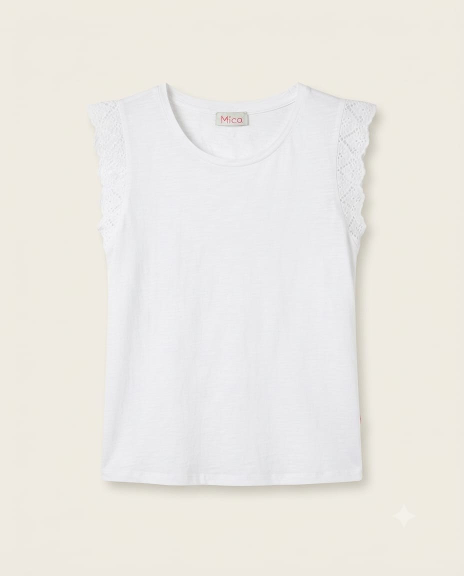BLUSA SIN MANGAS CON ENCAJE PARA NIÑA