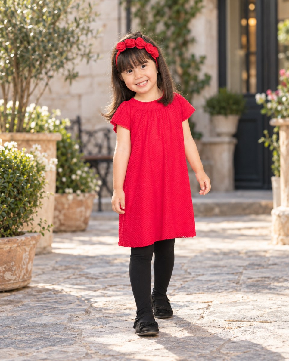 VESTIDO DE NIÑA EN TULL ROJO MICA