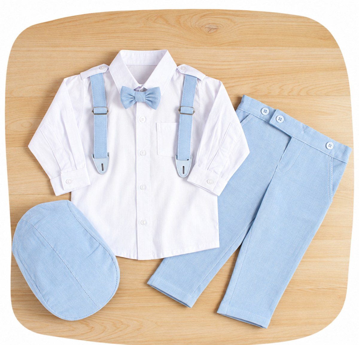 CONJUNTO FORMAL LARGO TIRANTES CELESTE NIÑO