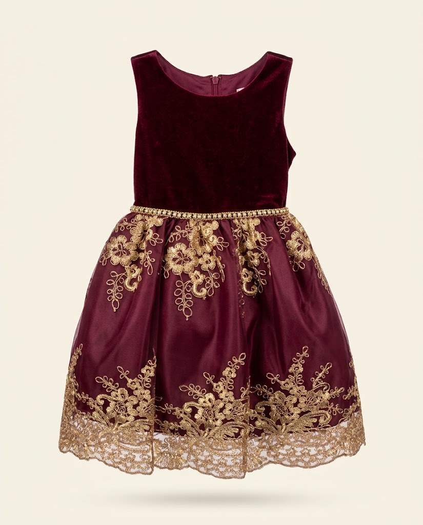 Vestido Gipiur Dorado Niña