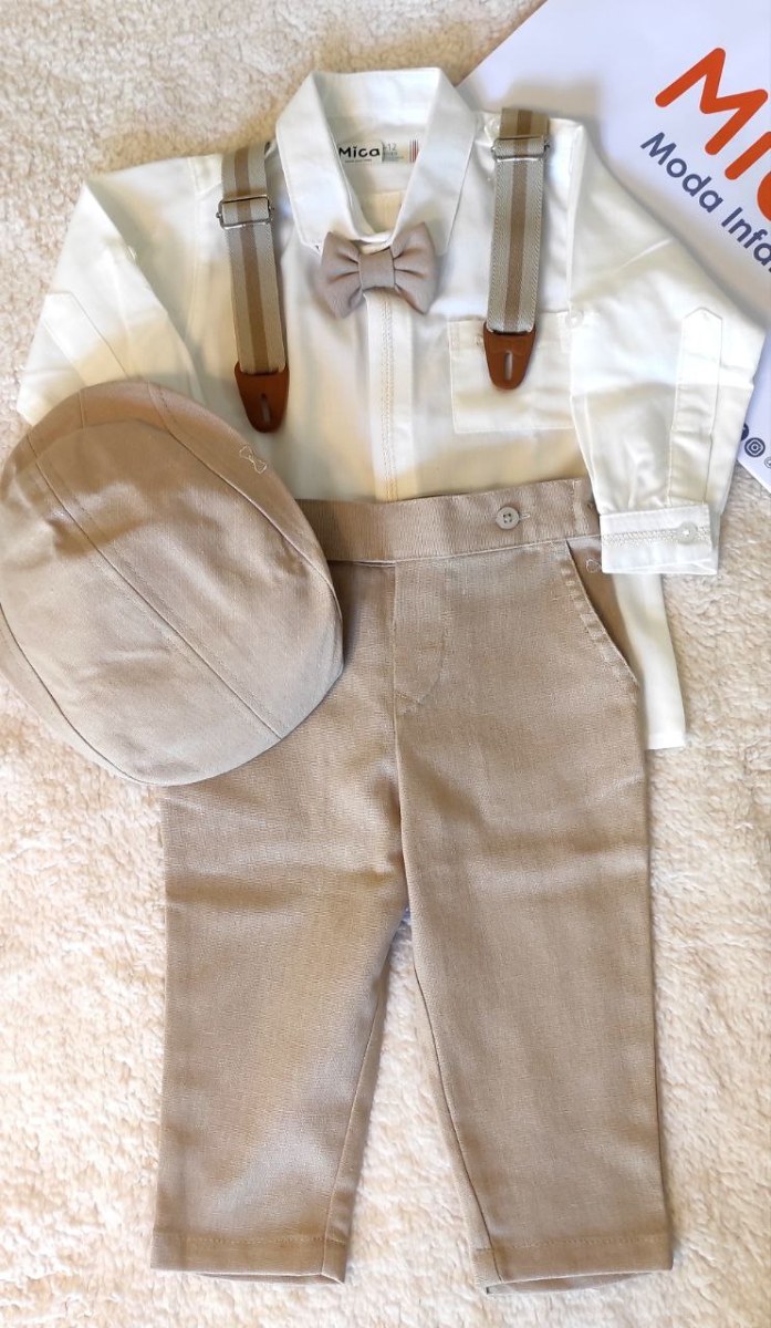 CONJUNTO DE NIÑO FORMAL CON BOINA PARA BAUTIZO 