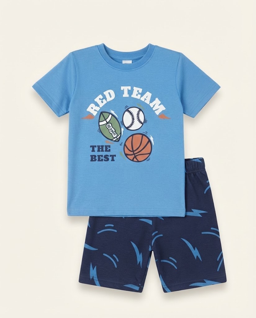 PIJAMA CORTA NIÑO AZUL T6