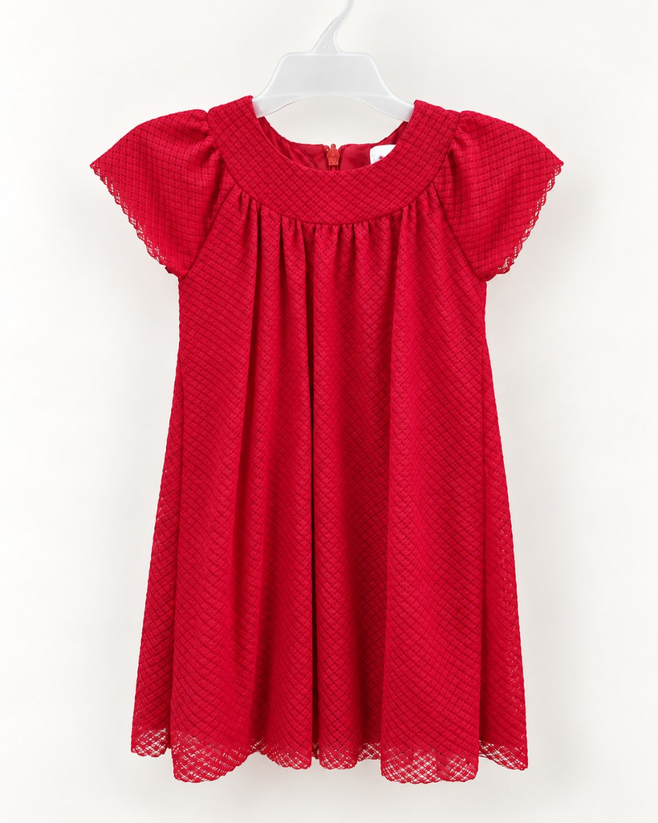 VESTIDO DE NIÑA EN TULL ROJO MICA
