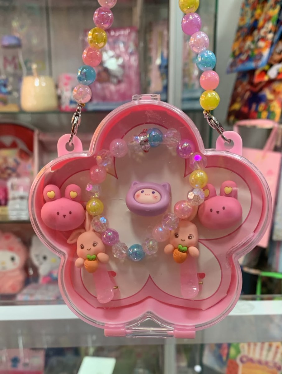 Set de Bisutería Infantil 6 Piezas En Estuche - Rosa