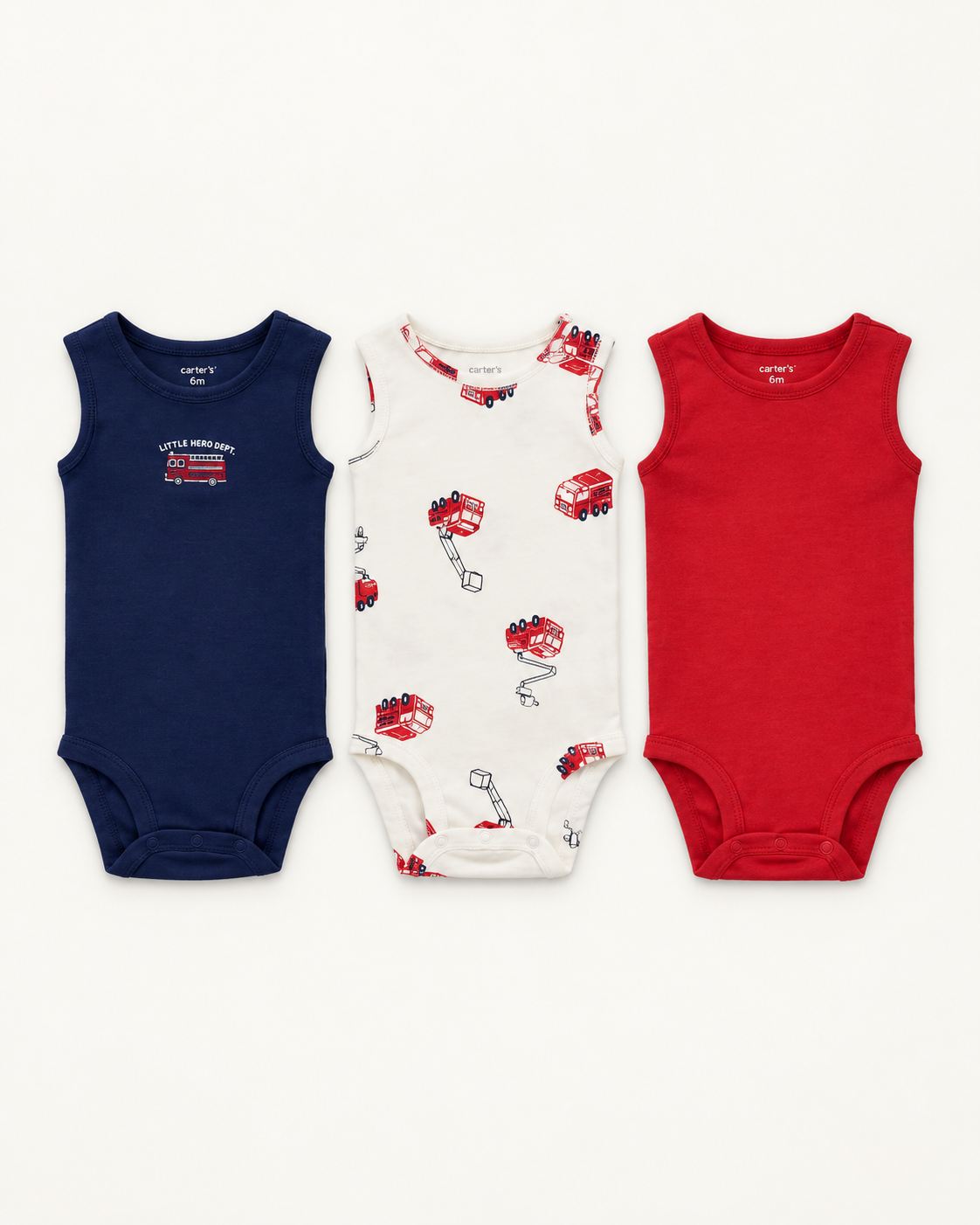 Bodies Set X3 Rojo Blanco Azul Niño Sin Mangas